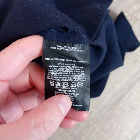 Tory Burch Womens Sz 4 Sleeveless Tunic Button Up Top Navy Blue - Picture 3 of 6